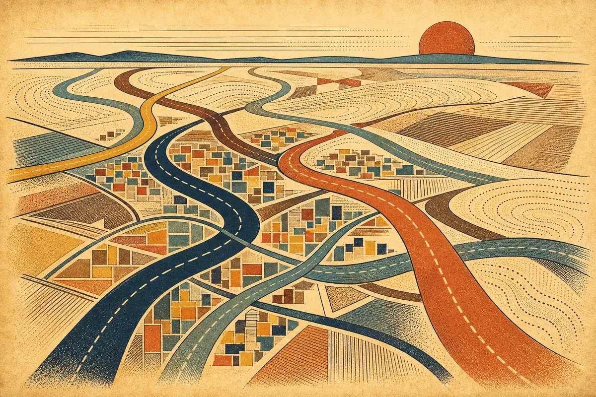Abstract illustrated map composition for Watsonville, United States
