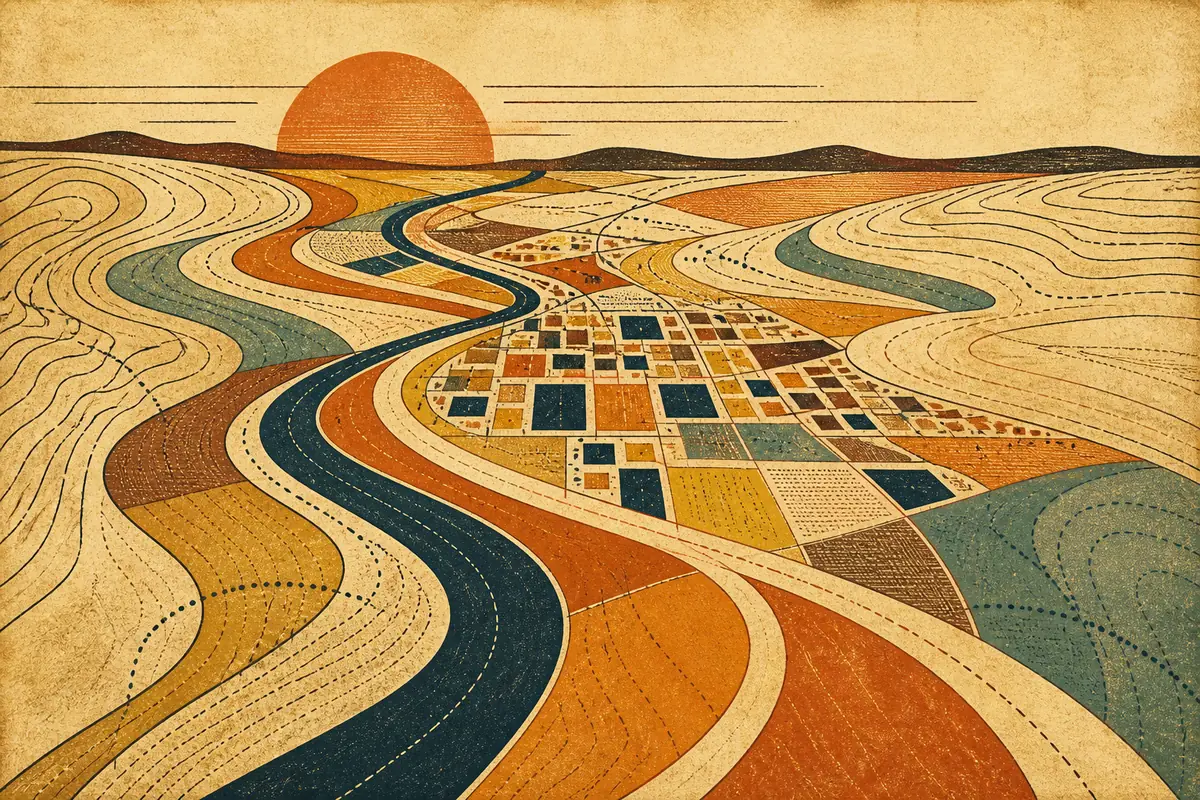Abstract illustrated map composition for Wausau, United States