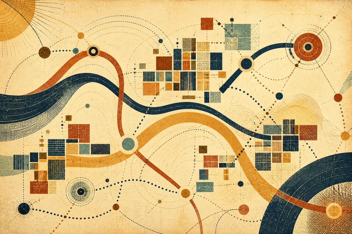 Abstract illustrated map composition for Waxahachie, United States