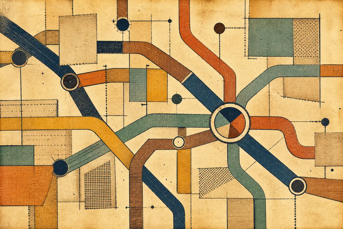 Abstract illustrated map composition for Wayne, United States