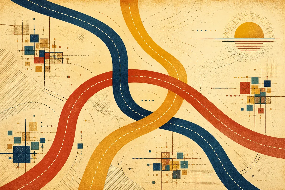 Abstract illustrated map composition for Wellesley, United States