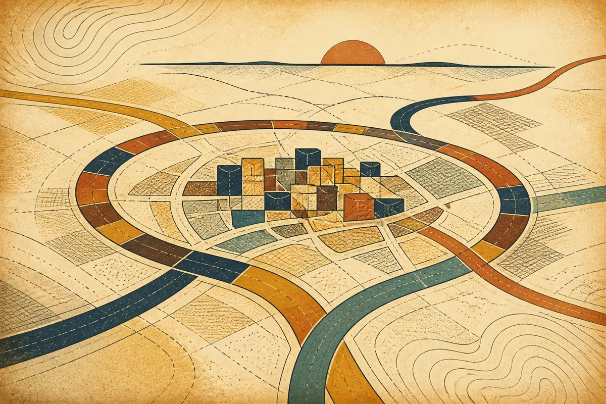 Abstract illustrated map composition for Wesley Chapel, United States