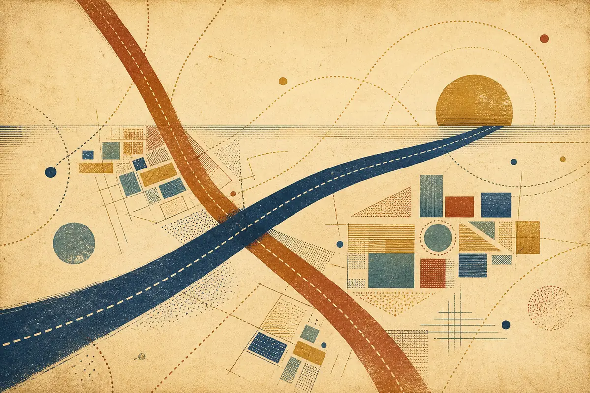 Abstract illustrated map composition for West Bend, United States