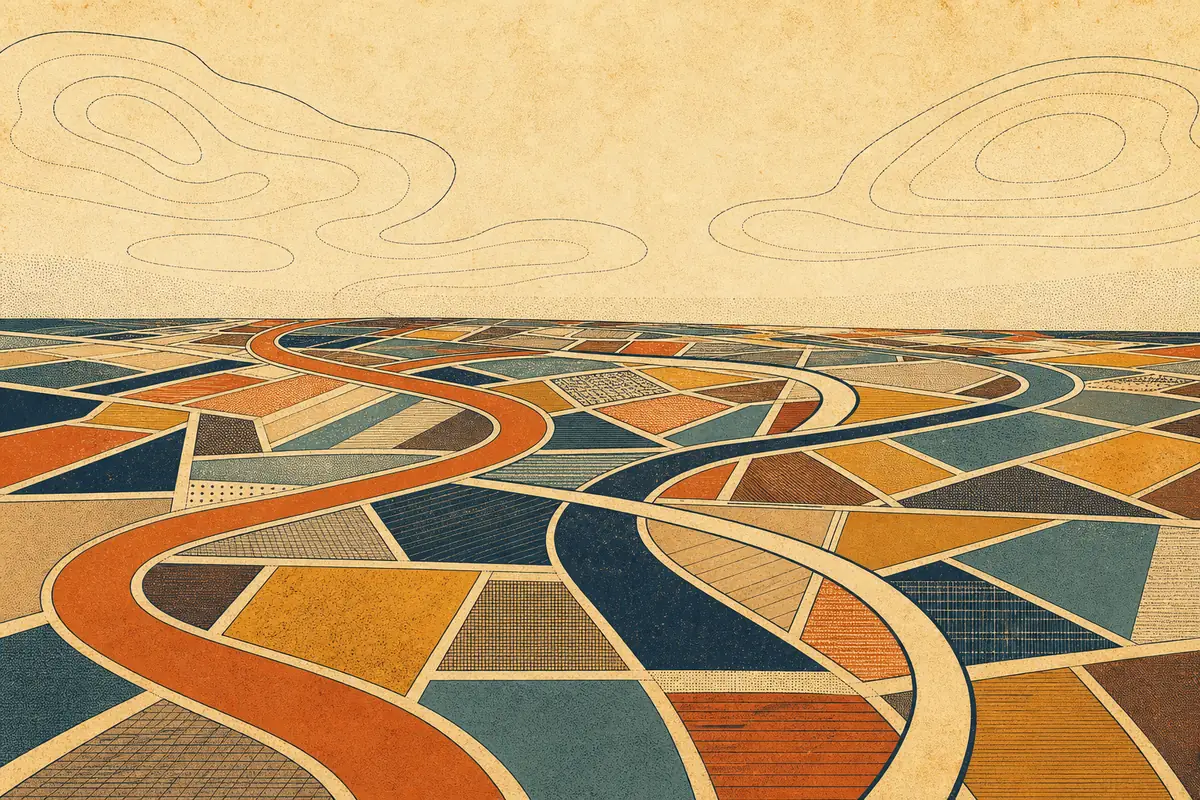 Abstract illustrated map composition for West Covina, United States