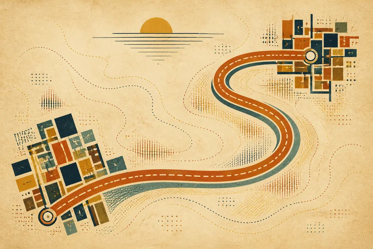Abstract illustrated map composition for West Lafayette, United States