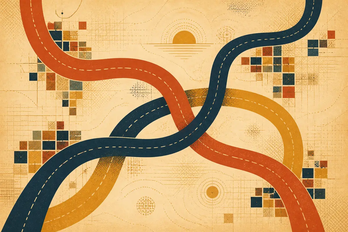 Abstract illustrated map composition for West Little River, United States