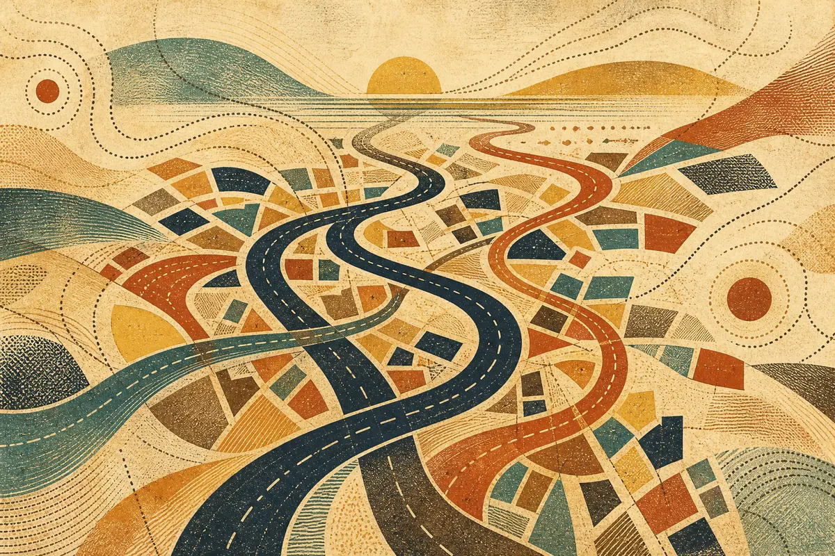 Abstract illustrated map composition for West New York, United States