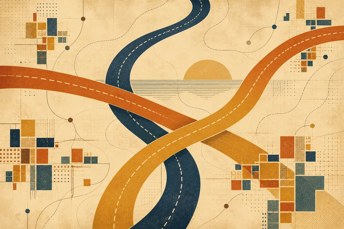 Abstract illustrated map composition for West Odessa, United States