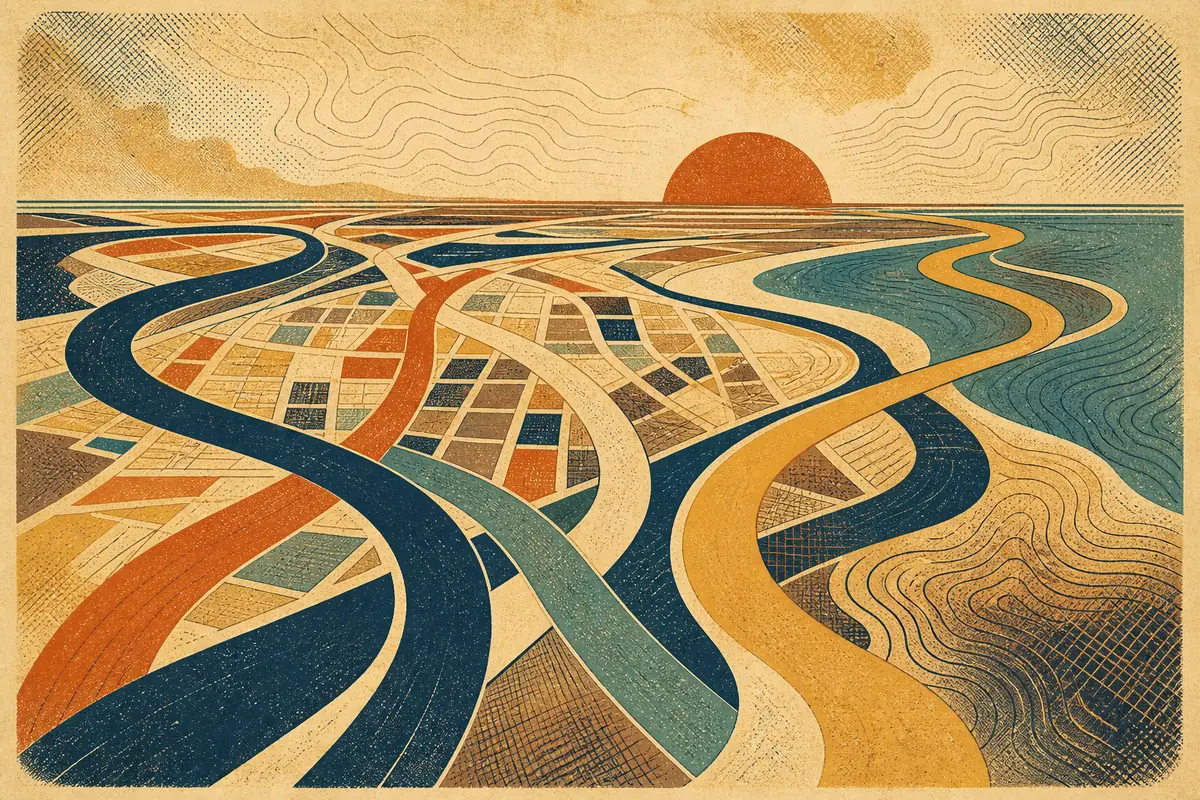 Abstract illustrated map composition for West Palm Beach, United States