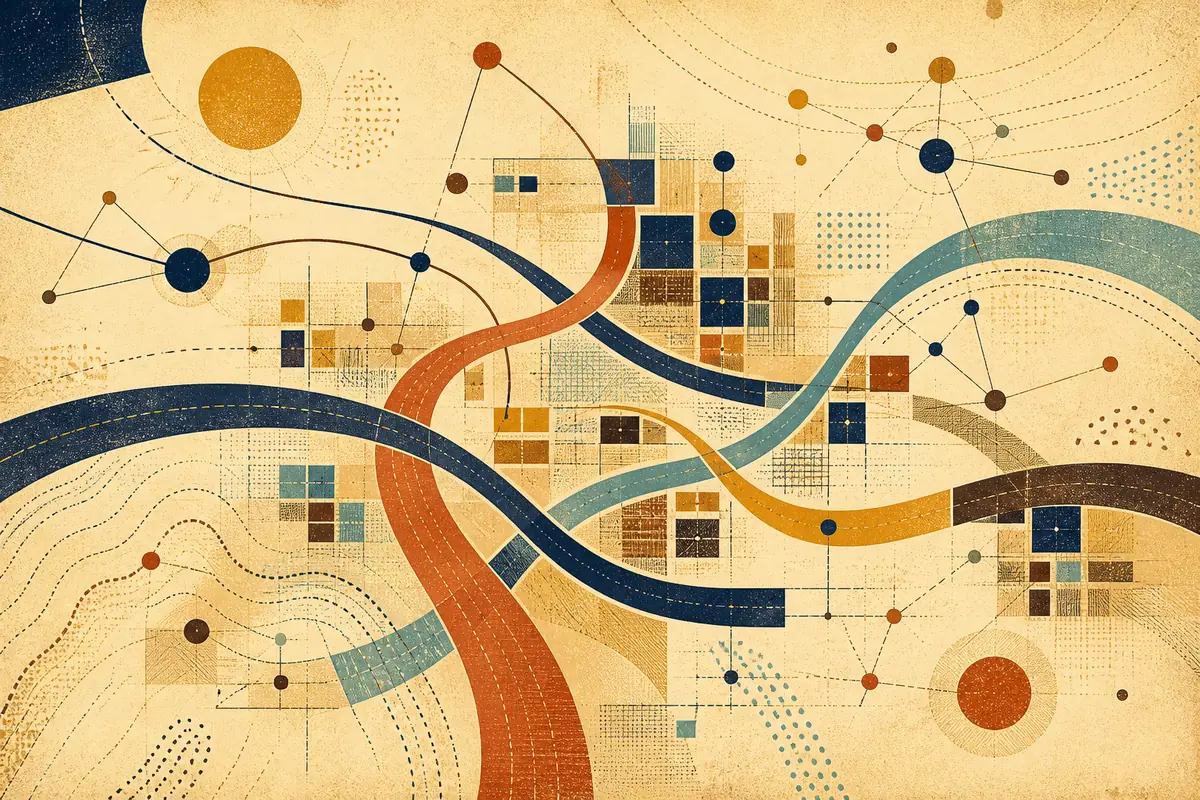 Abstract illustrated map composition for West Seneca, United States