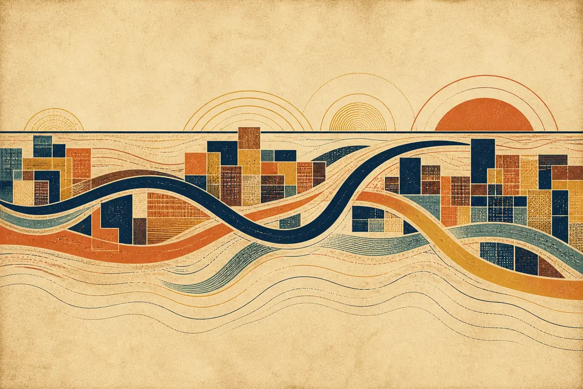 Abstract illustrated map composition for West Valley City, United States