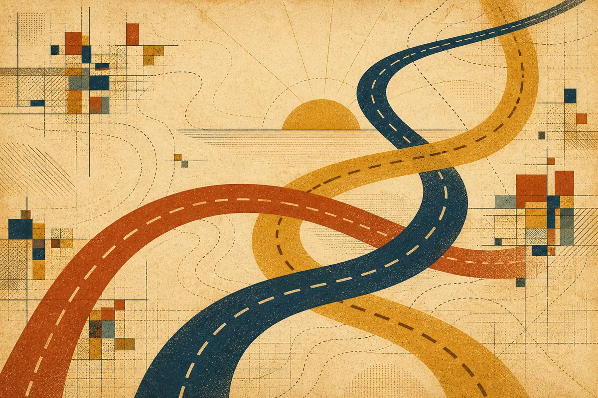 Abstract illustrated map composition for West Windsor, United States