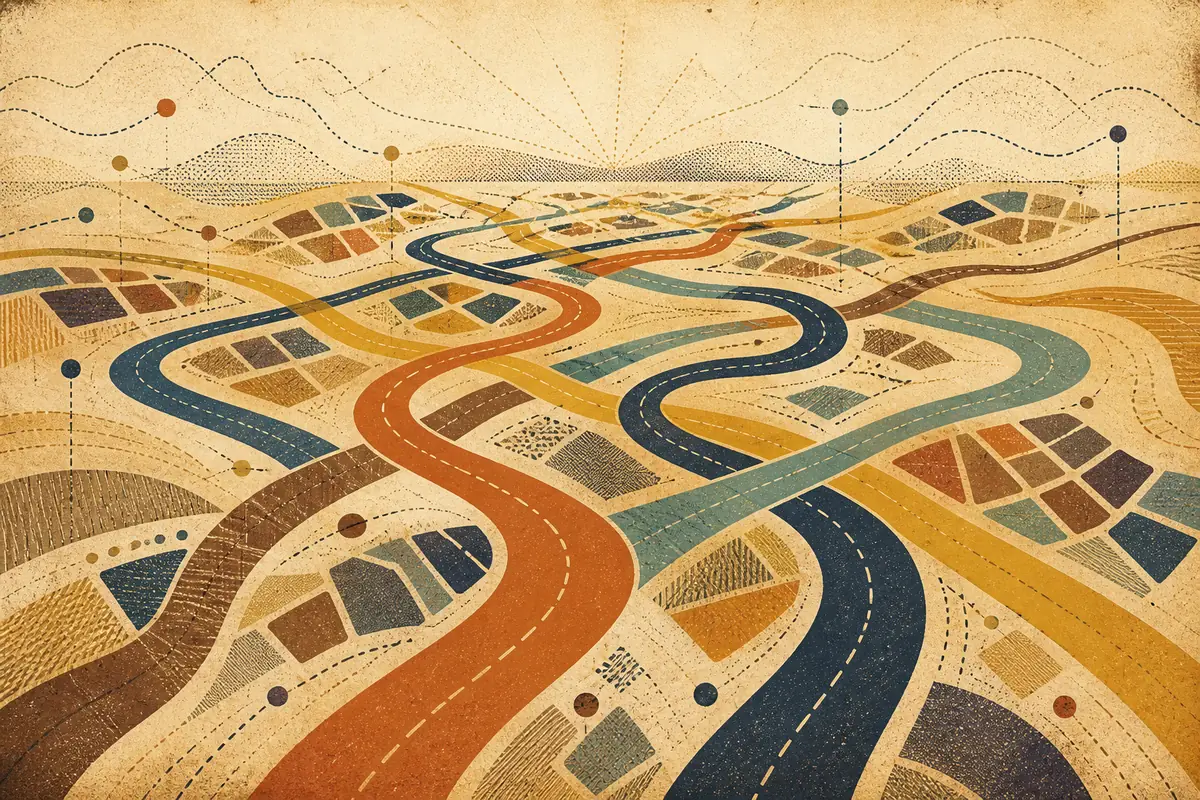 Abstract illustrated map composition for Westchester, United States