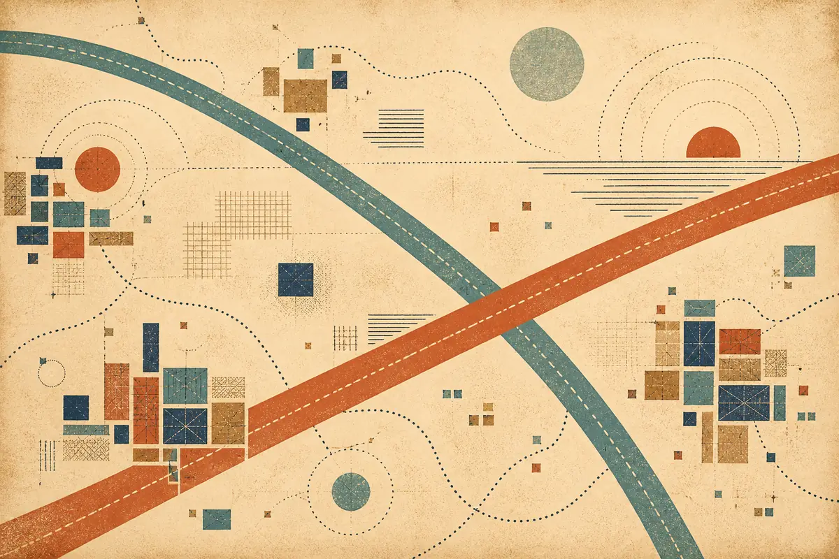 Abstract illustrated map composition for Westfield, United States