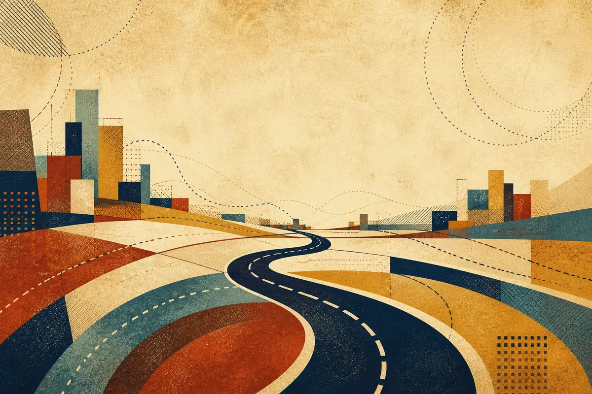 Abstract illustrated map composition for Westlake, United States