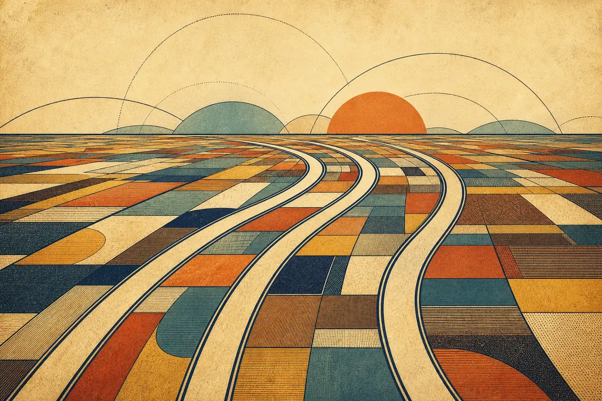 Abstract illustrated map composition for Westland, United States