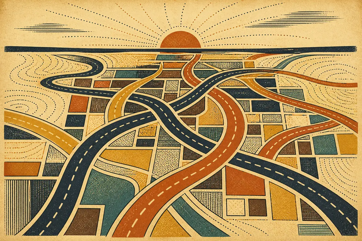 Abstract illustrated map composition for Weston, United States