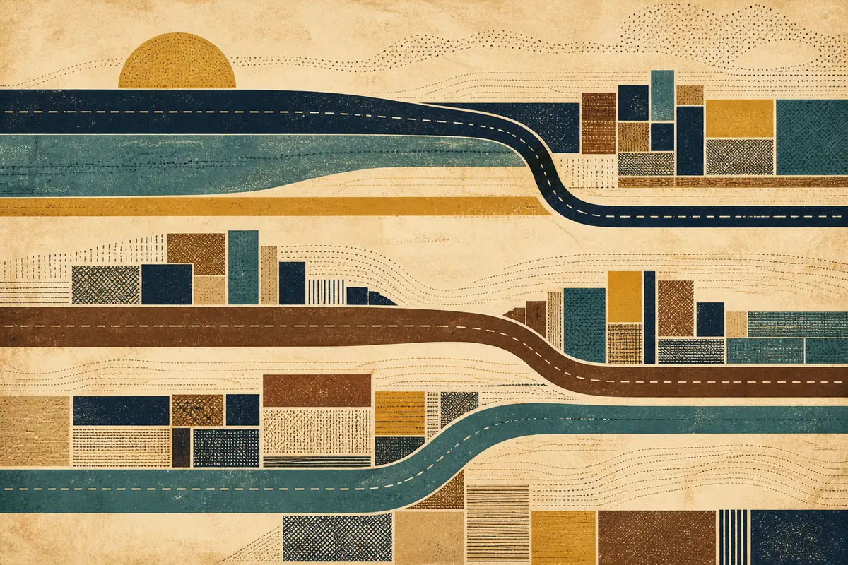Abstract illustrated map composition for Wheeling, United States