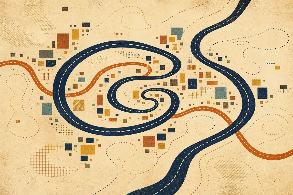Abstract illustrated map composition for Whitney, United States