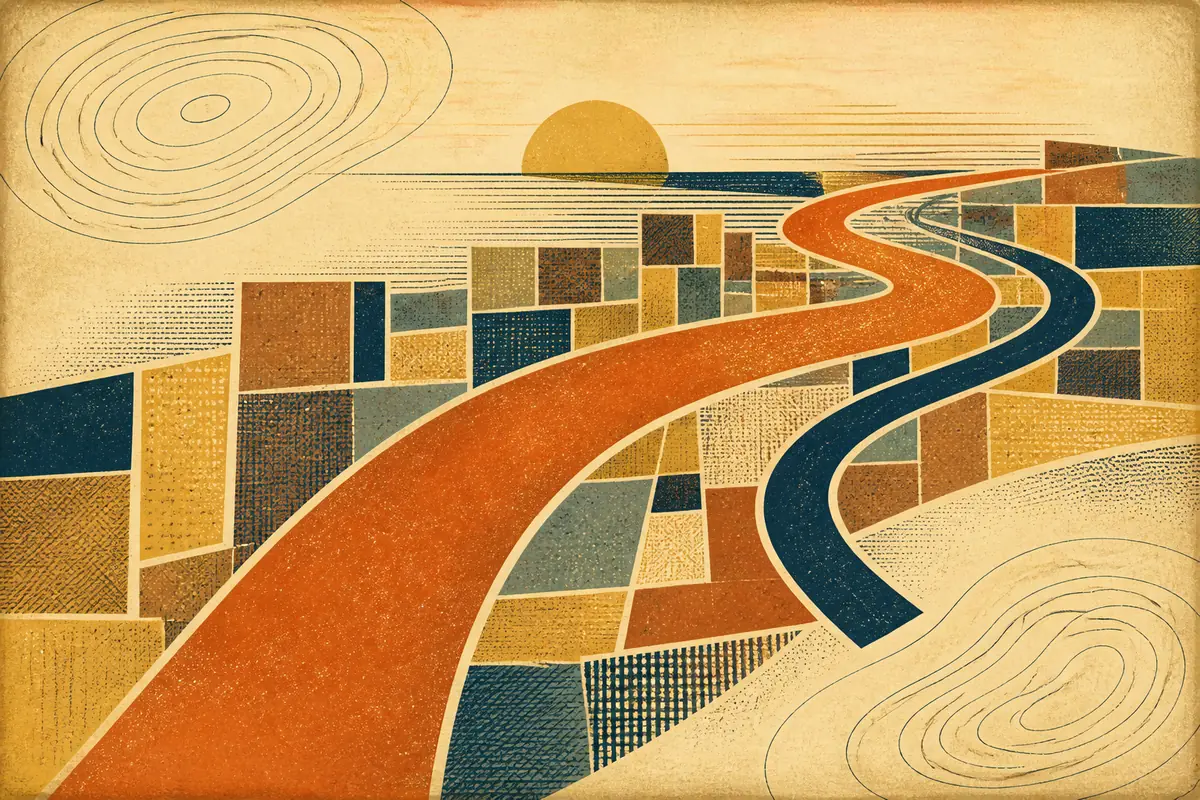 Abstract illustrated map composition for Whittier, United States