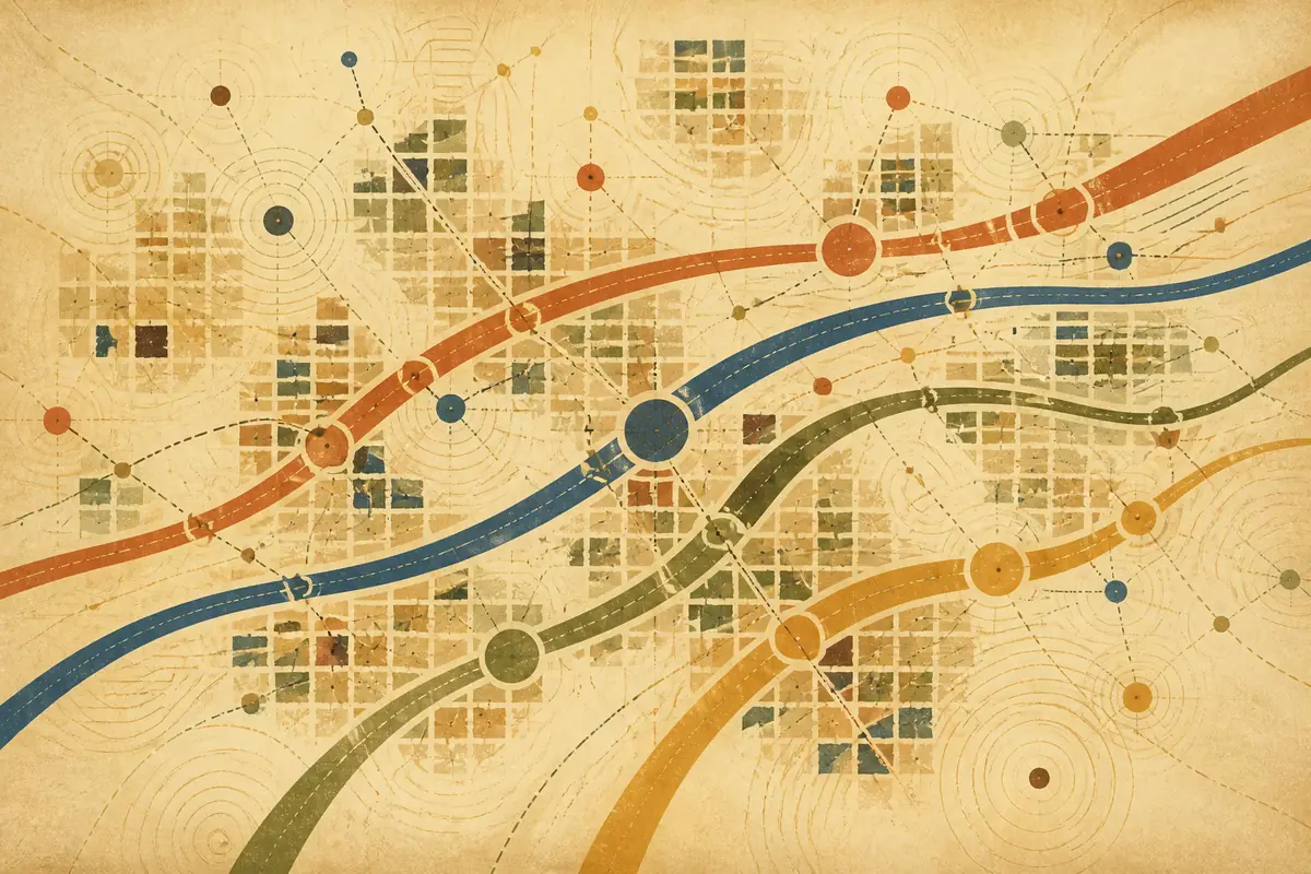 Abstract illustrated map composition for Wichita, United States