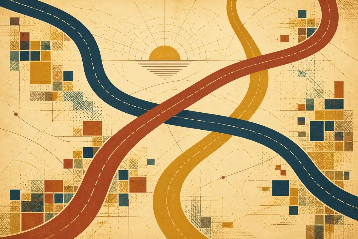 Abstract illustrated map composition for Wildwood, United States