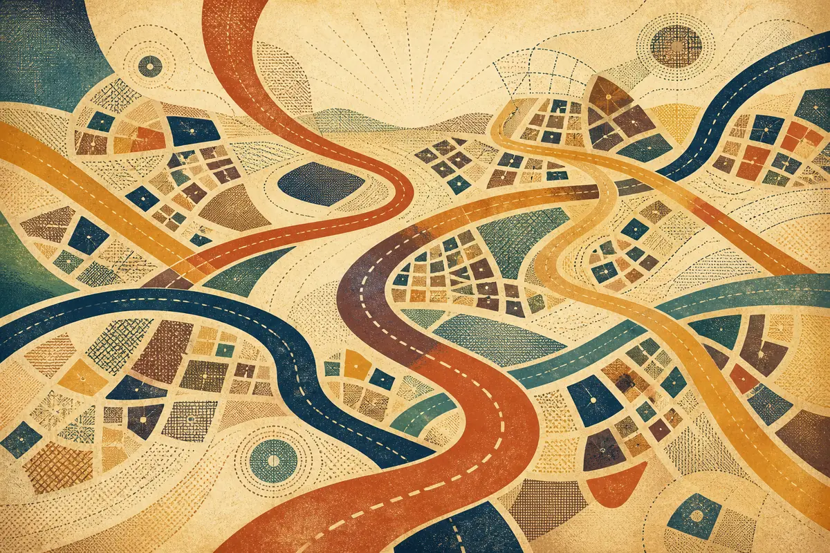 Abstract illustrated map composition for Wilkes-Barre, United States