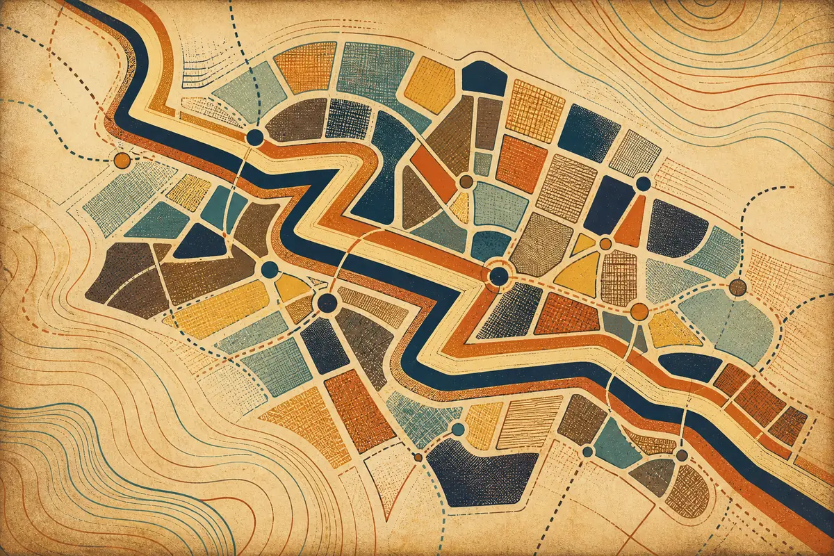 Abstract illustrated map composition for Wilmington, United States