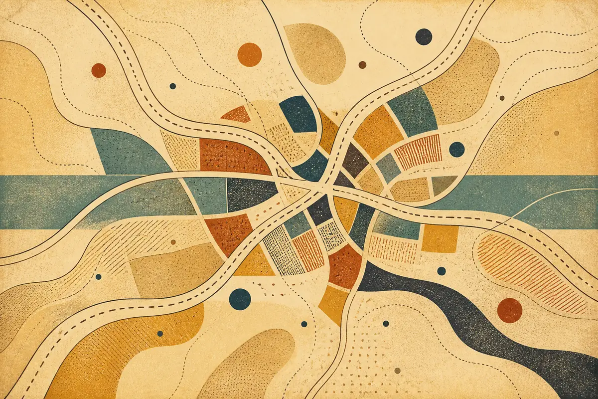Abstract illustrated map composition for Winchester, United States