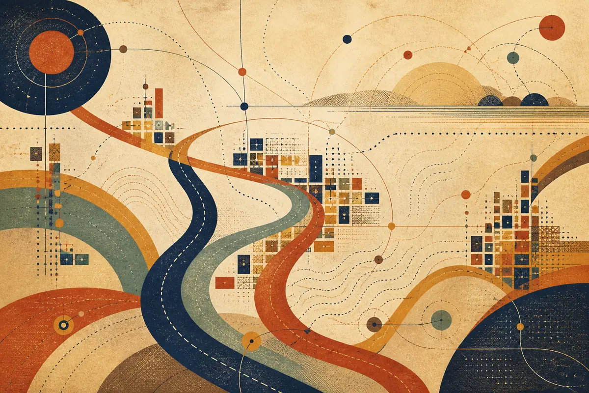 Abstract illustrated map composition for Windsor, United States
