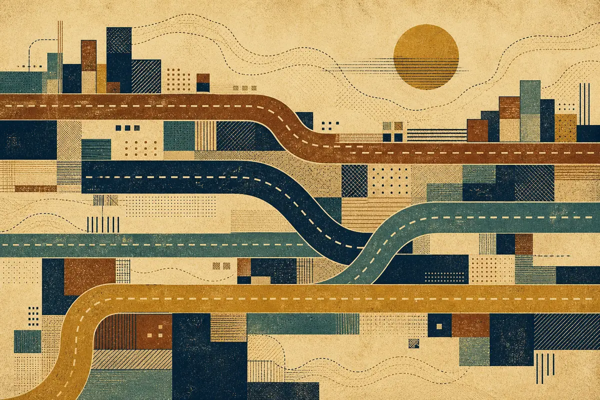 Abstract illustrated map composition for Winslow, United States