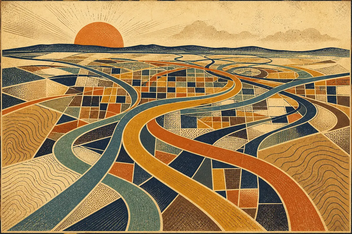 Abstract illustrated map composition for Winston-Salem, United States