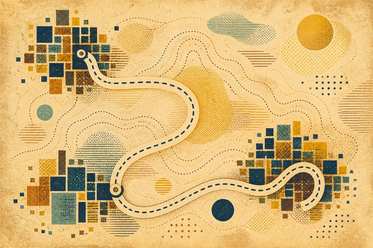 Abstract illustrated map composition for Woburn, United States