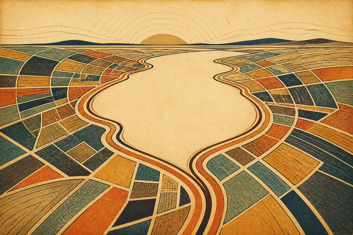 Abstract illustrated map composition for Woodbridge, United States