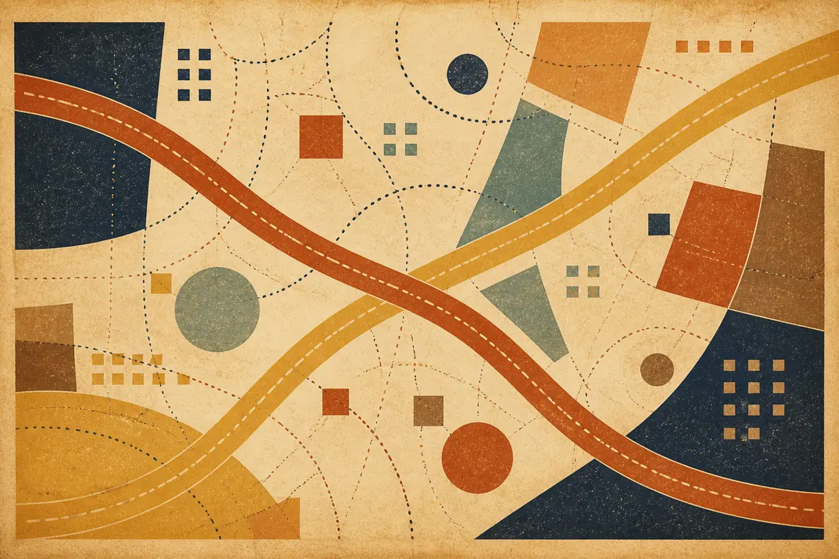 Abstract illustrated map composition for Woodstock, United States