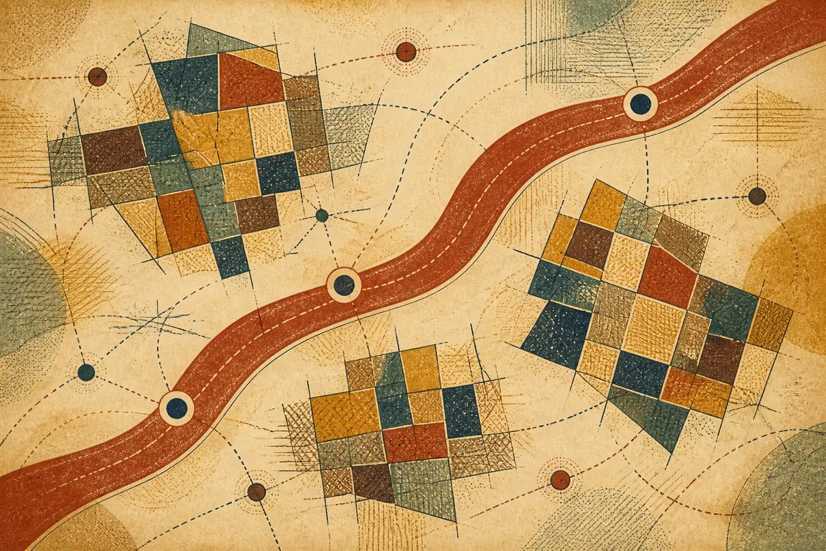 Abstract illustrated map composition for Woonsocket, United States