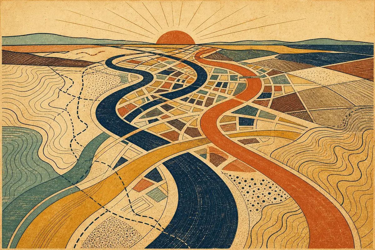 Abstract illustrated map composition for Wyoming, United States