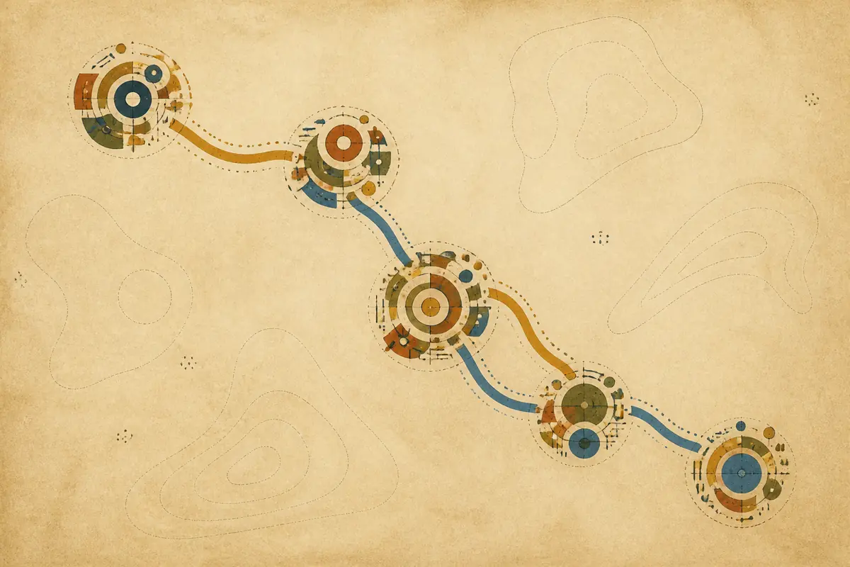 Abstract illustrated map composition for Yakima, United States