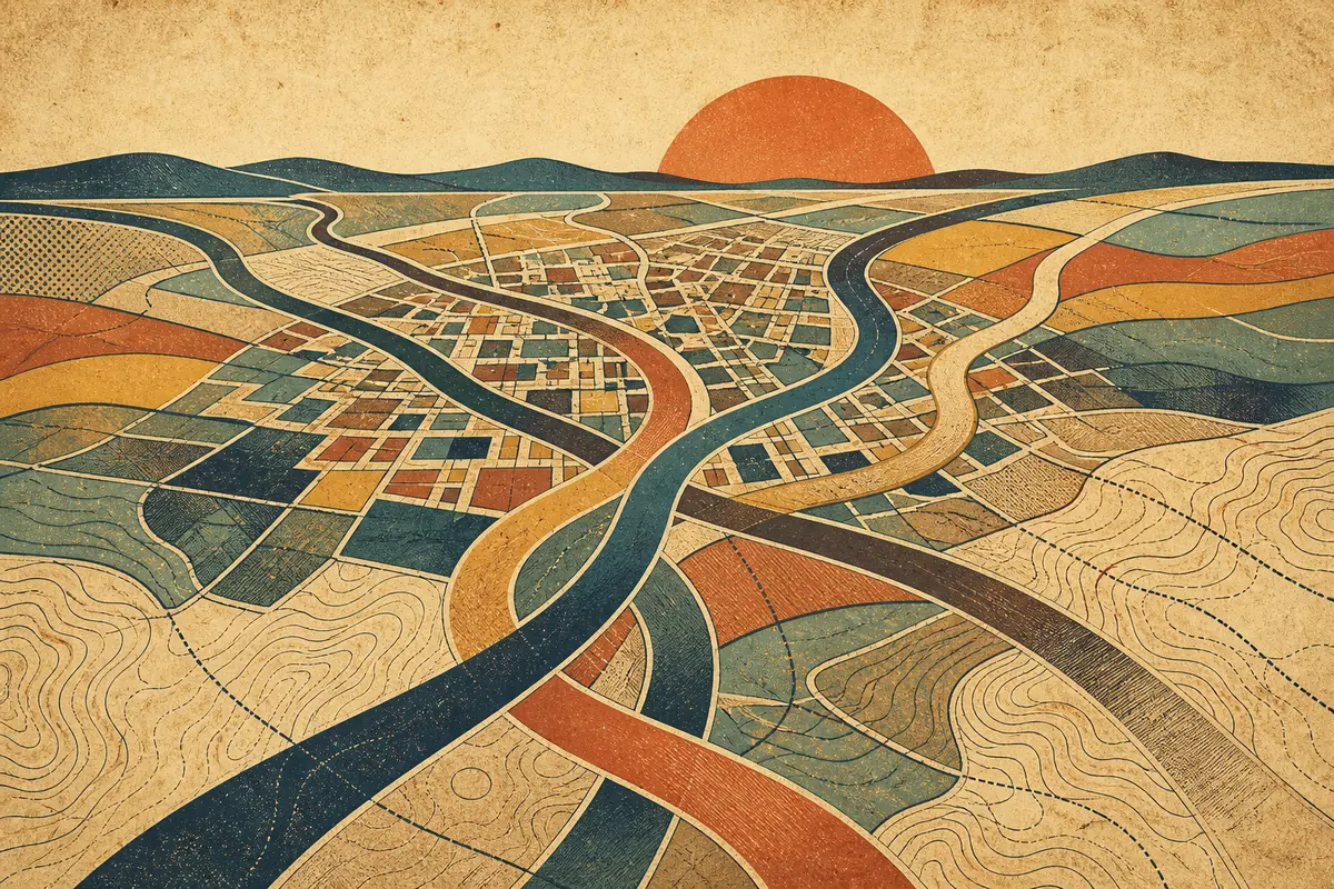 Abstract illustrated map composition for York, United States
