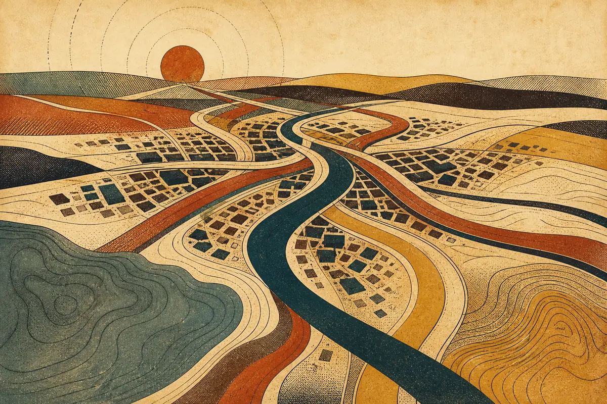 Abstract illustrated map composition for Youngstown, United States