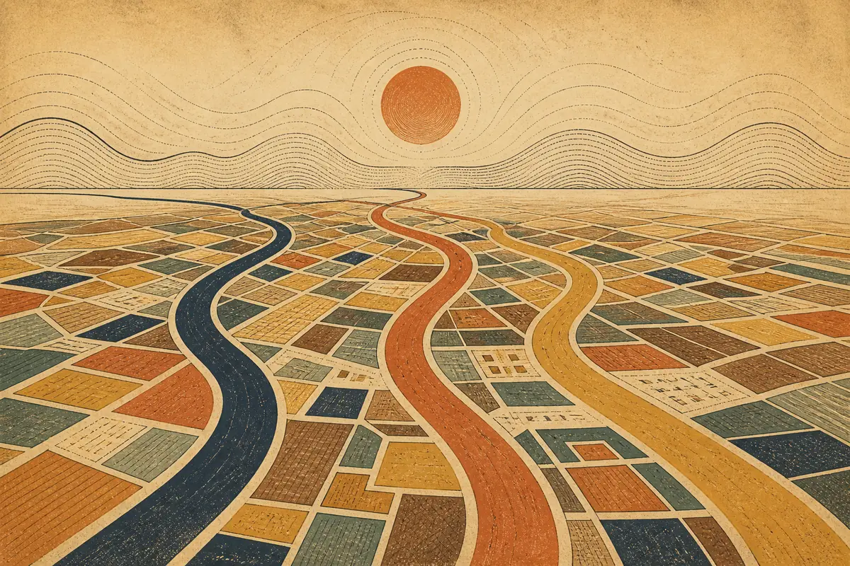 Abstract illustrated map composition for Yuba City, United States