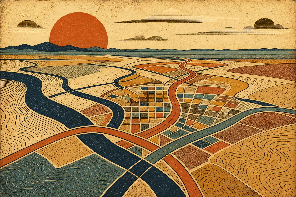 Abstract illustrated map composition for Yuma, United States